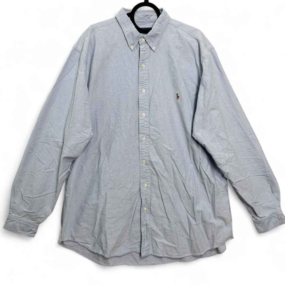 Ralph Lauren Button Down Shirt 2XLT Blue Oxford Pony Logo Long Sleeve Classic